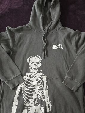 Broken Promises Skeleton Hoodie - Charcoal Gray